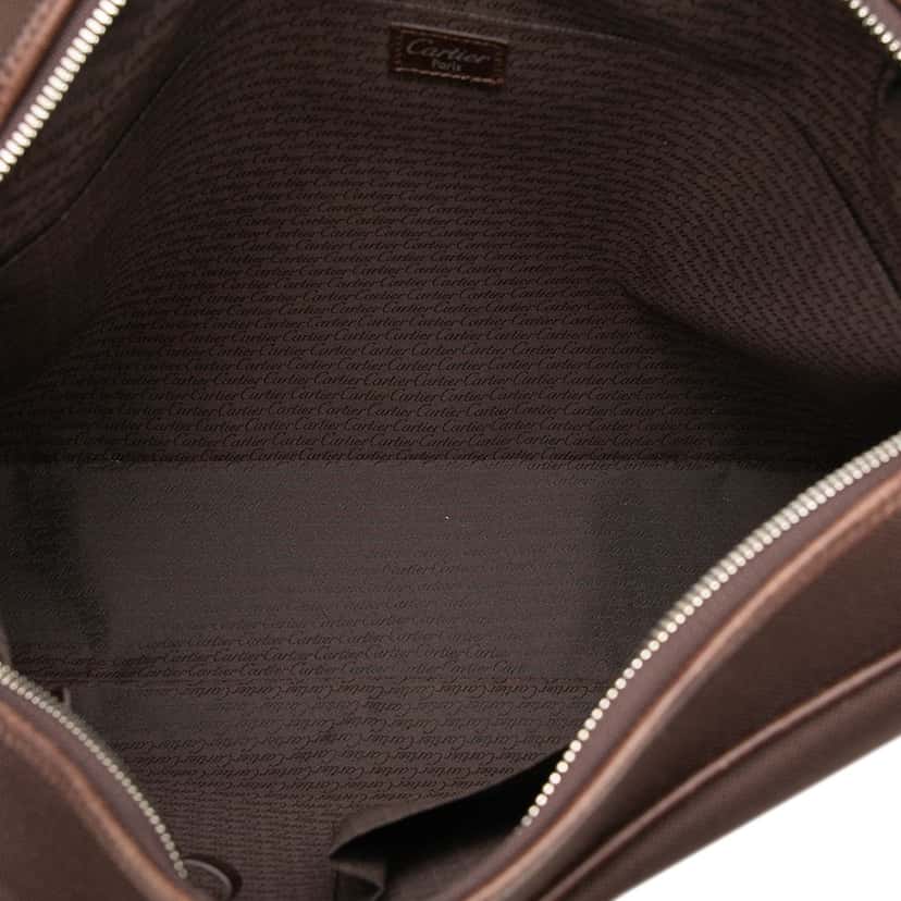Cartier Leather and Canvas Santos Messenger Bag Brown Leather Very good condition - Model View