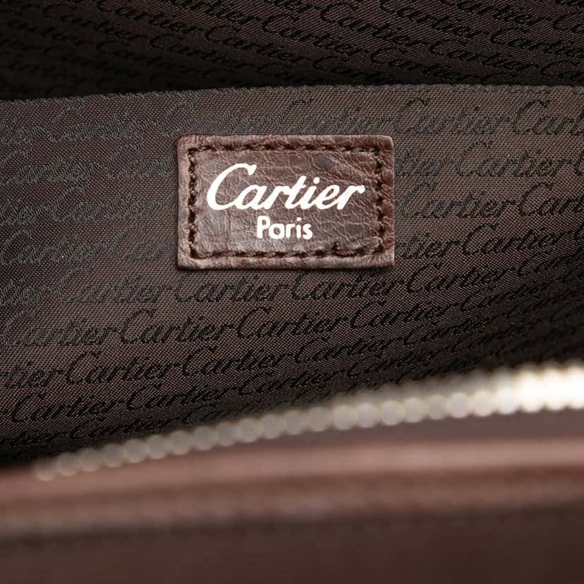 Cartier Leather and Canvas Santos Messenger Bag Brown Leather Very good condition - Box View