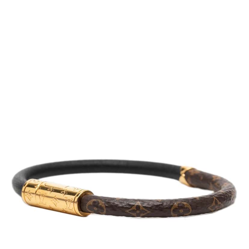 Louis Vuitton Monogram and Leather Confidential Bracelet Brown Very good condition - Back View
