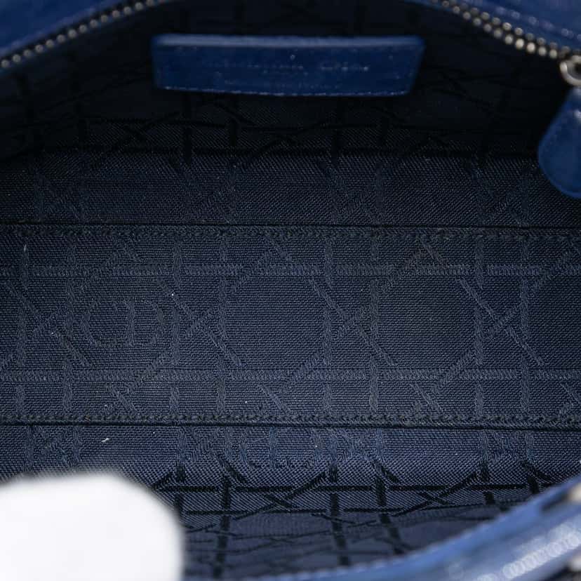 Dior Mini Iridescent Lambskin Cannage Lady Dior Blue Leather Very good condition - Model View