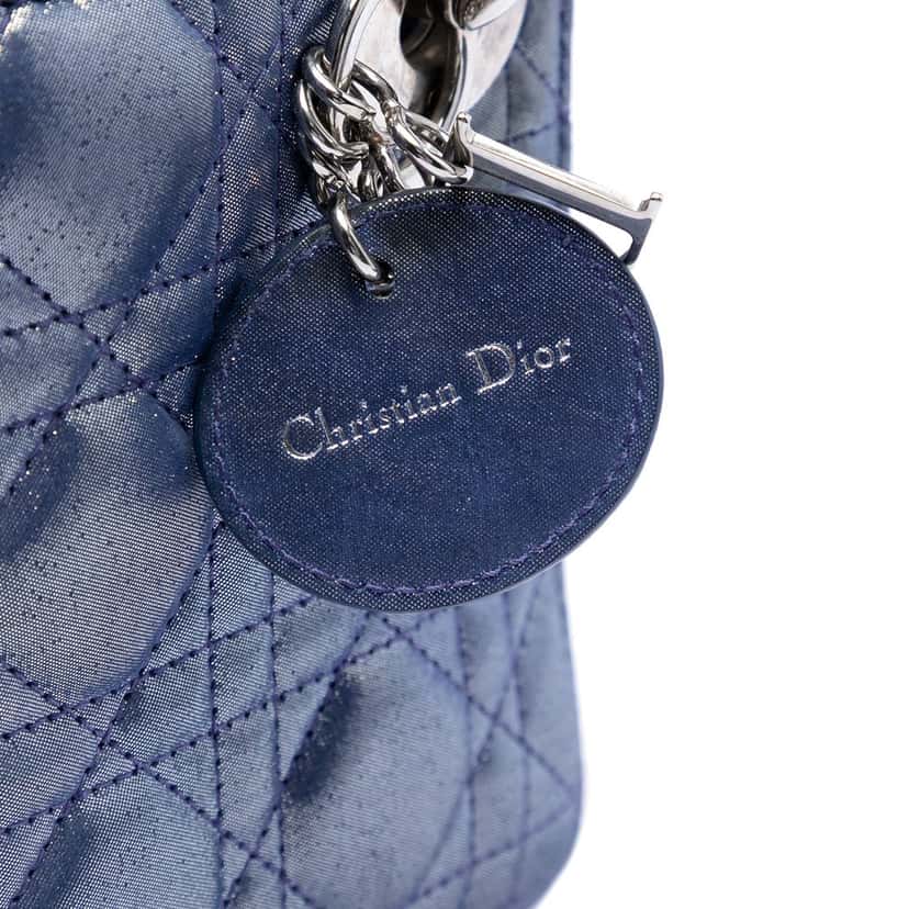 Dior Mini Iridescent Lambskin Cannage Lady Dior Blue Leather Very good condition - Box View
