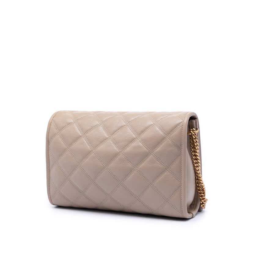 Saint Laurent Mini Quilted Lambskin Becky Chain Shoulder Bag Beige Leather Very good condition - Back View