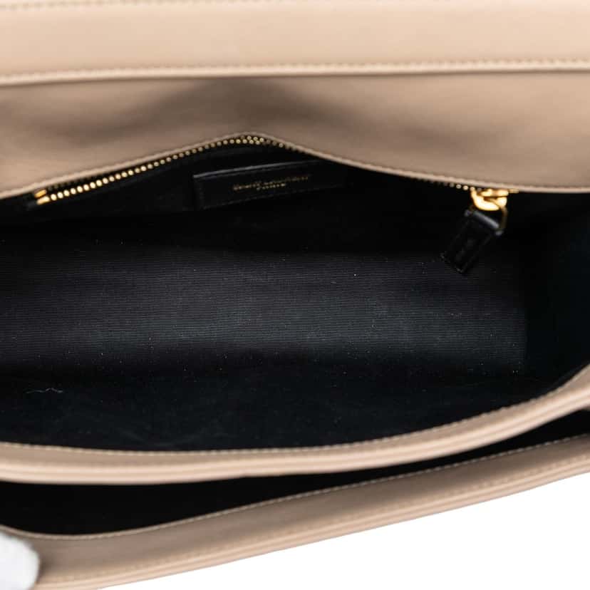 Saint Laurent Mini Quilted Lambskin Becky Chain Shoulder Bag Beige Leather Very good condition - Model View