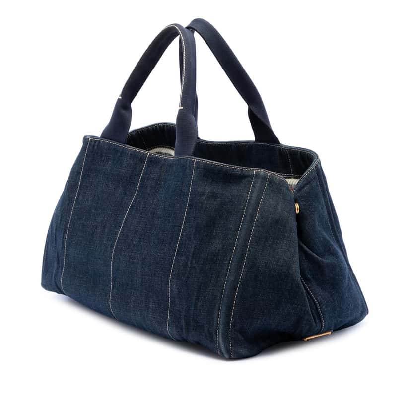 Prada Denim Canapa Logo Tote Blue Very good condition - Back View