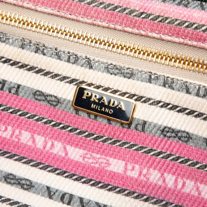 Prada Denim Canapa Logo Tote Blue Very good condition - Box View
