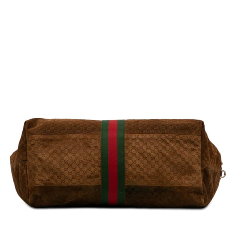 Gucci Large GG Suede Web Giglio Tote Brown Leather Very good condition - Inside View