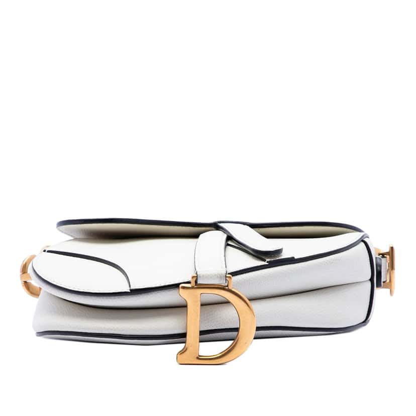 Dior Mini Grained Calfskin Saddle Bag White Leather Very good condition - Inside View