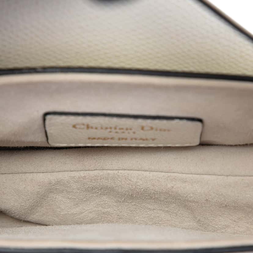 Dior Mini Grained Calfskin Saddle Bag White Leather Very good condition - Model View
