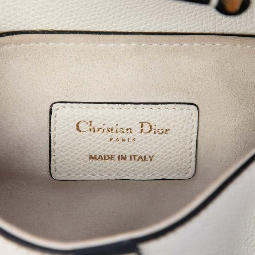 Dior Mini Grained Calfskin Saddle Bag White Leather Very good condition - Box View