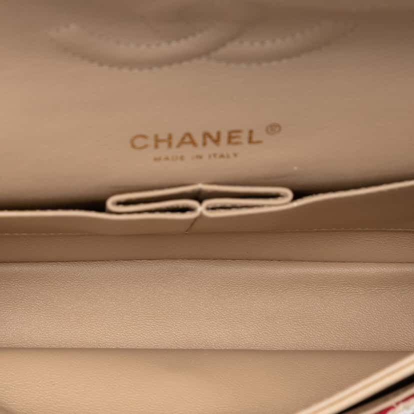 Chanel Medium Classic Jersey Coco Sailor Double Flap Red Very good condition - Model View