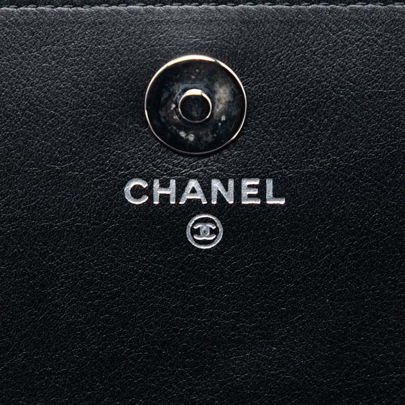 Chanel CC Patent Strass Embellished Wallet On Chain Black Leather Very good condition - Box View