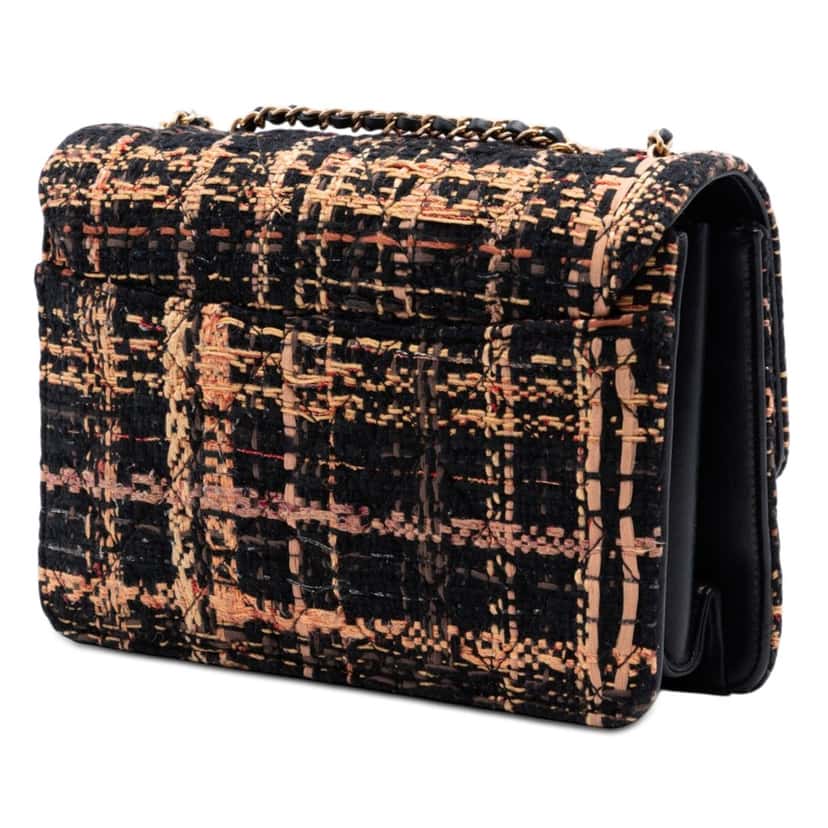 Chanel Medium Quilted Tweed Beauty Lock Flap Black Very good condition - Back View