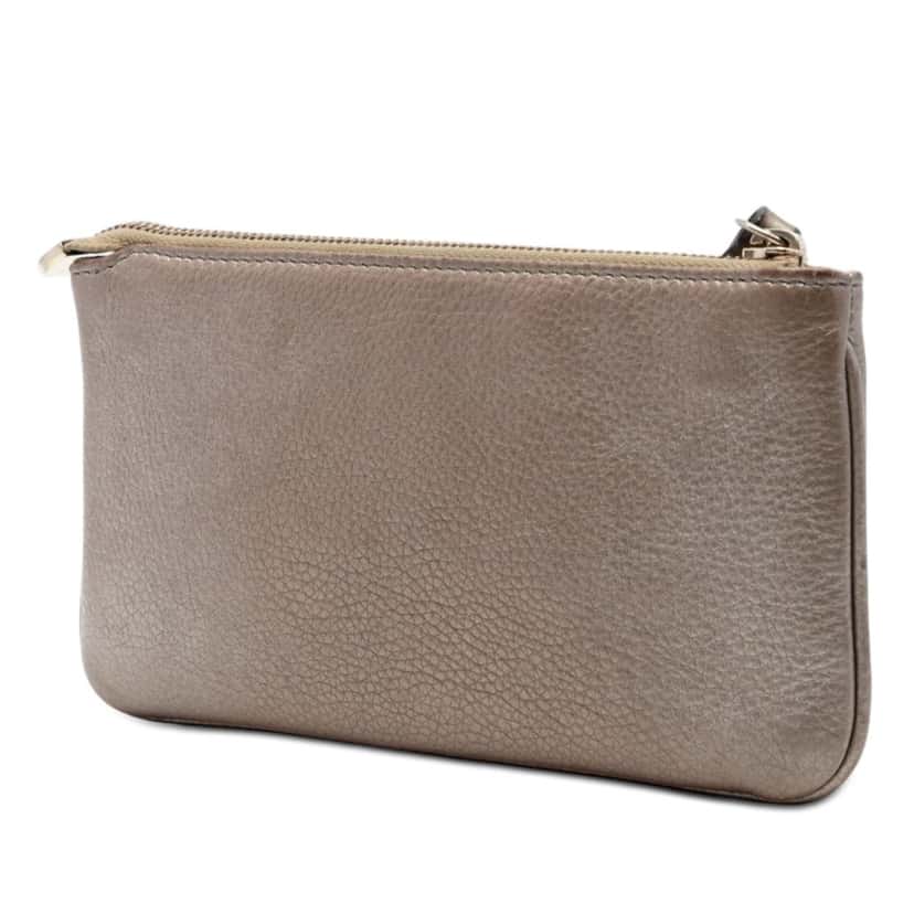 Gucci Metallic Calfskin Soho Wristlet Pouch Brown Leather Very good condition - Back View