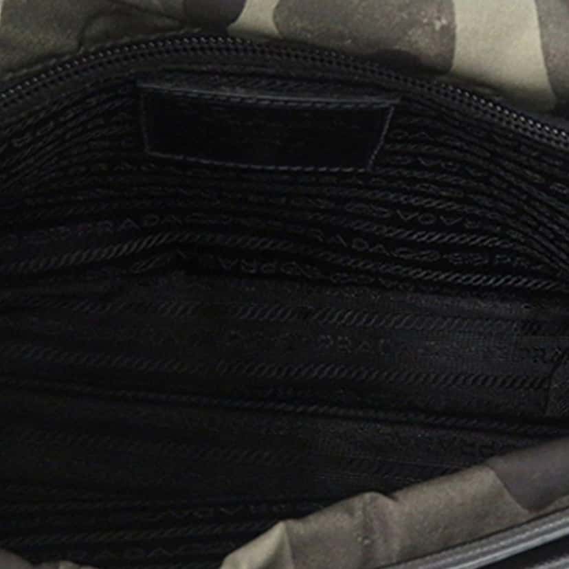 Prada Saffiano Trimmed Tessuto Camouflage Double Buckle Messenger Bag Brown Very good condition - Model View
