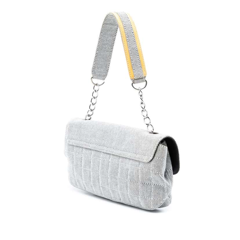 Chanel Choco Bar Canvas Camellia CC No. 5 Flap Handbag Other Very good condition - Back View