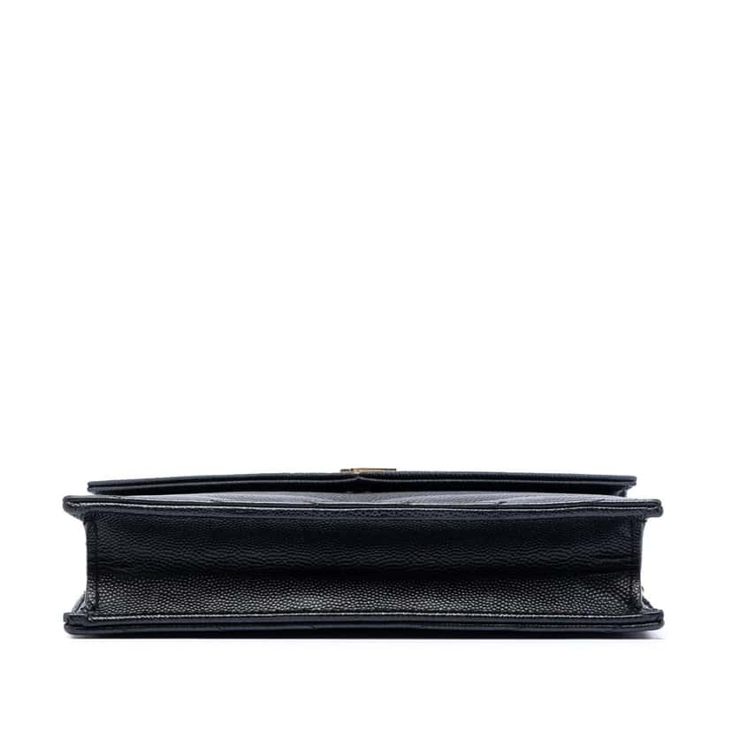 Saint Laurent Grain De Poudre Matelasse Chevron Monogram Chain Wallet Black Leather Very good condition - Inside View