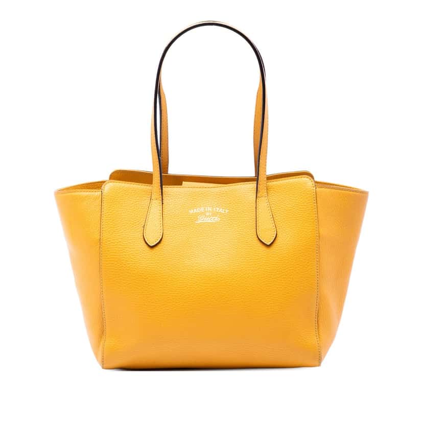Gucci Medium Dollar Calfskin Swing Tote Yellow Leather Very good condition - Front View
