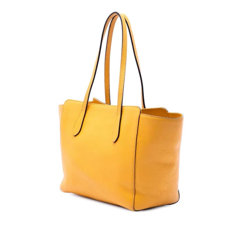 Gucci Medium Dollar Calfskin Swing Tote Yellow Leather Very good condition - Back View