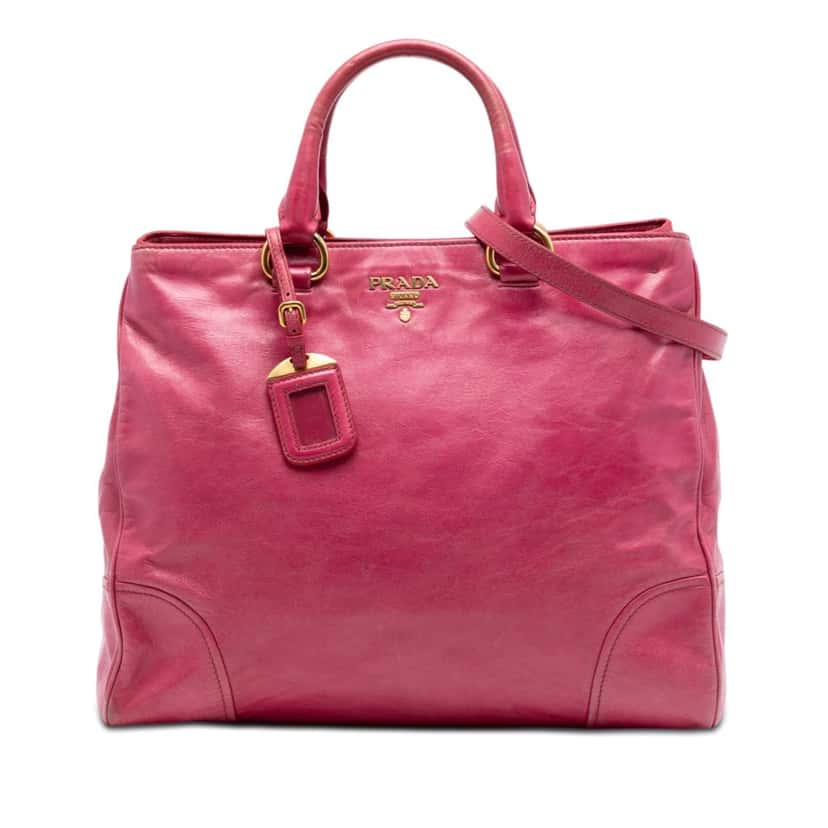 Prada Vitello Shine Satchel Pink Leather Very good condition - Front View