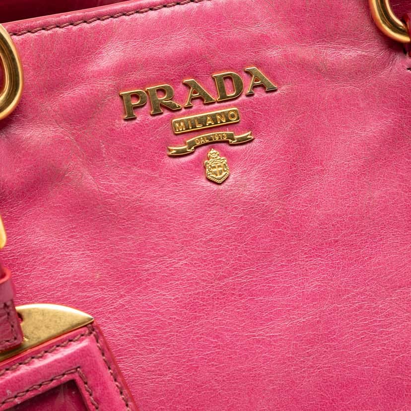 Prada Vitello Shine Satchel Pink Leather Very good condition - Box View