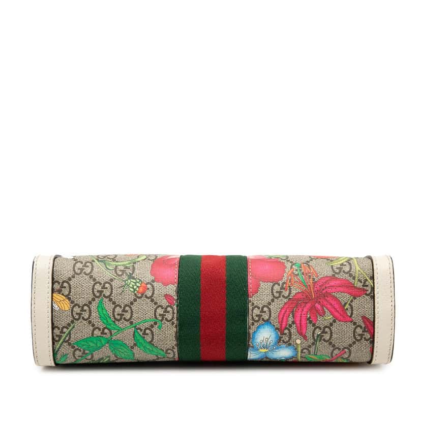 Gucci Small GG Supreme Flora Web Ophidia Chain Crossbody Beige Very good condition - Inside View
