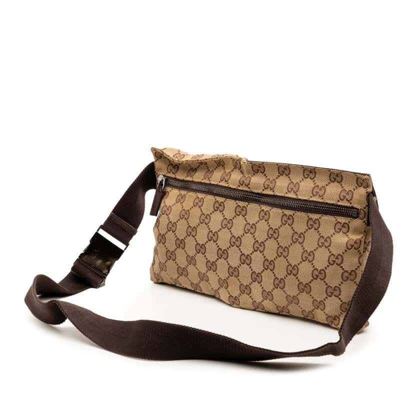 Gucci GG Canvas Double Pocket Belt Bag Beige Very good condition - Back View