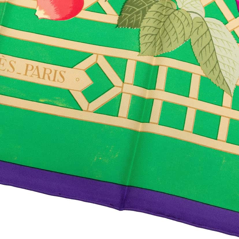 Hermès Roseraie Silk Scarf 90 Green Very good condition - Box View
