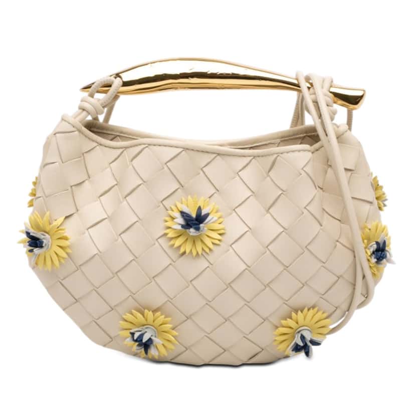 Bottega Veneta Baby Lambskin Intrecciato Floral Sardine White Leather Very good condition - Front View