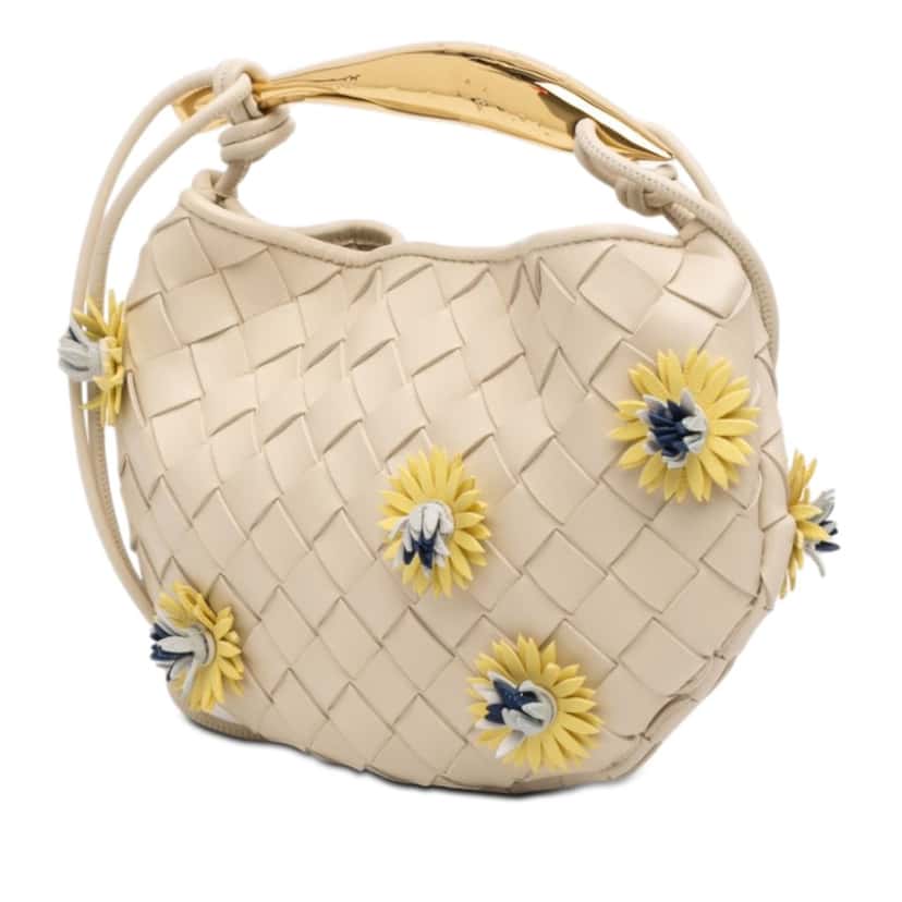 Bottega Veneta Baby Lambskin Intrecciato Floral Sardine White Leather Very good condition - Back View