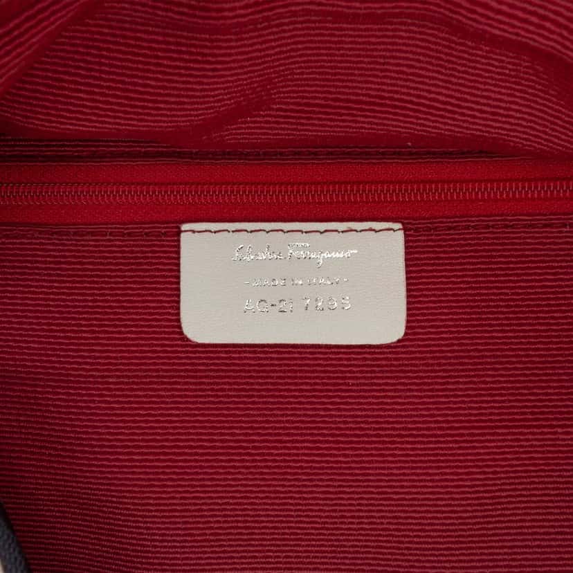 Ferragamo Gancini Canvas Shoulder Blue Very good condition - Box View