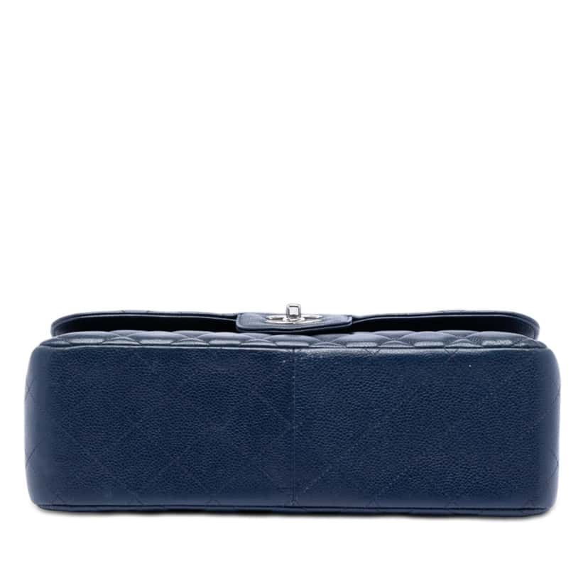 Chanel Jumbo Classic Caviar Double Flap Blue Leather Very good condition - Inside View