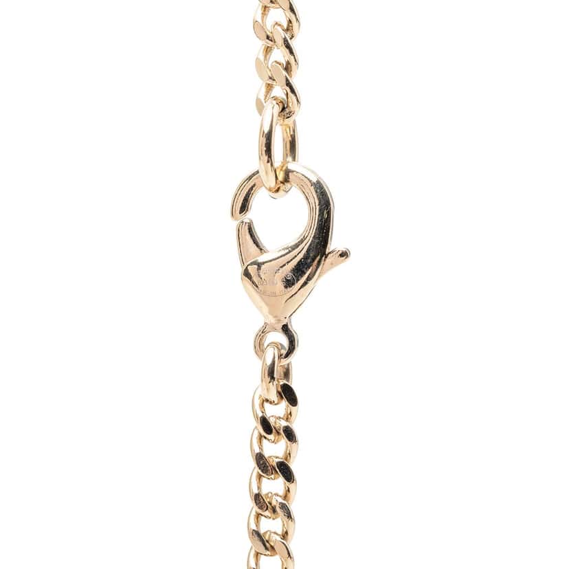 Chanel CC Gold Plated Strass and Faux Pearl Flower Pendant Necklace Gold Metal Very good condition - Inside View