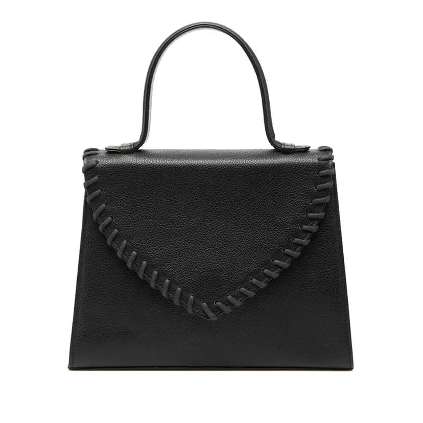 Saint Laurent Leather Whipstitch Top Handle Bag Black Leather Very good condition - Front View