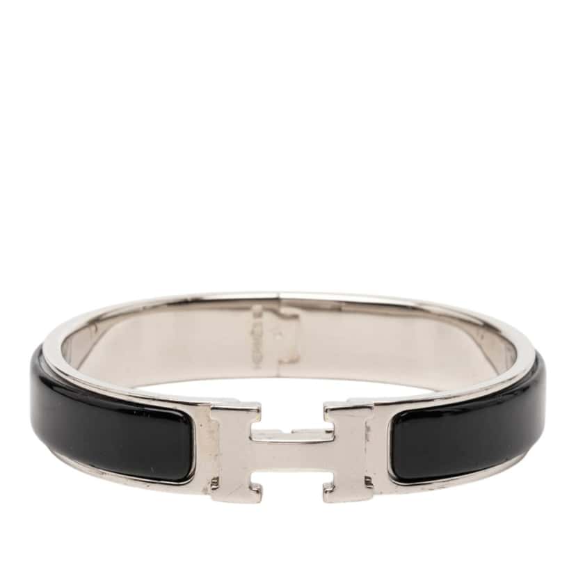 Hermès Narrow Enamel Clic H Bracelet PM Black Very good condition - Front View