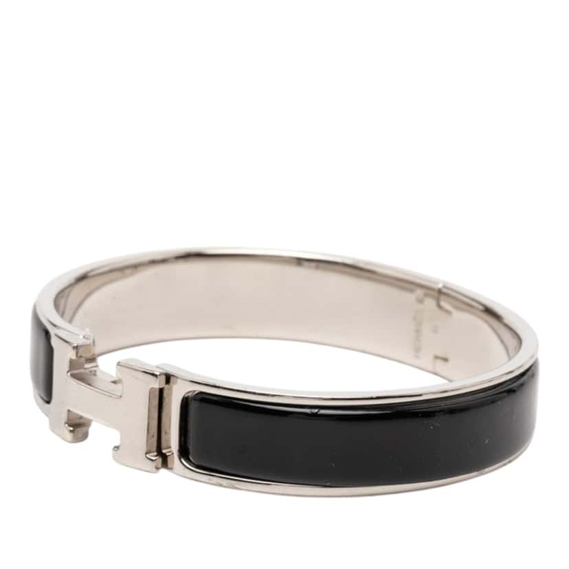 Hermès Narrow Enamel Clic H Bracelet PM Black Very good condition - Back View