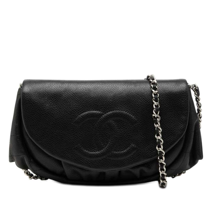 Chanel CC Caviar Half Moon Wallet on Chain Black Leather Very good condition - Front View