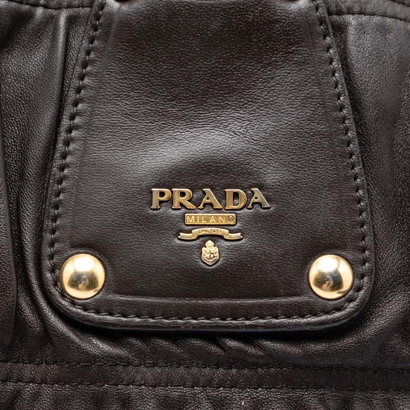 Prada Nappa Gaufre Satchel Brown Leather Very good condition - Box View