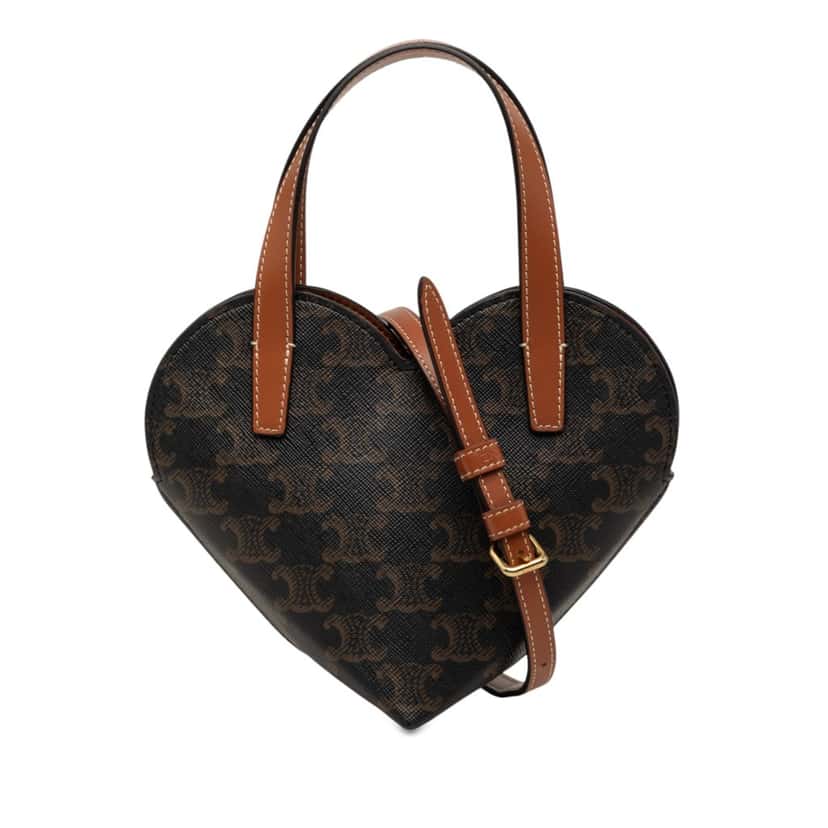 Celine Teen Triomphe Coated Canvas Coeur Satchel Brown Very good condition - Front View