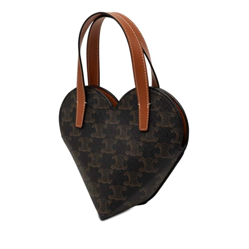 Celine Teen Triomphe Coated Canvas Coeur Satchel Brown Very good condition - Back View