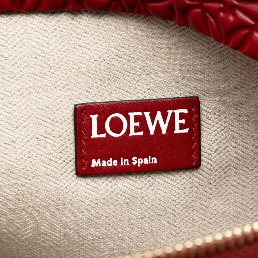Loewe Embossed Anagram Leather Repeat T Clutch Red Leather Very good condition - Box View