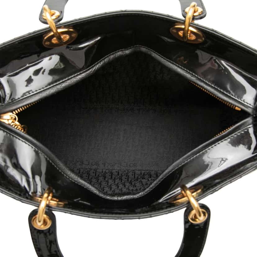 Dior Large Patent Cannage Lady Dior Black Leather Very good condition - Model View
