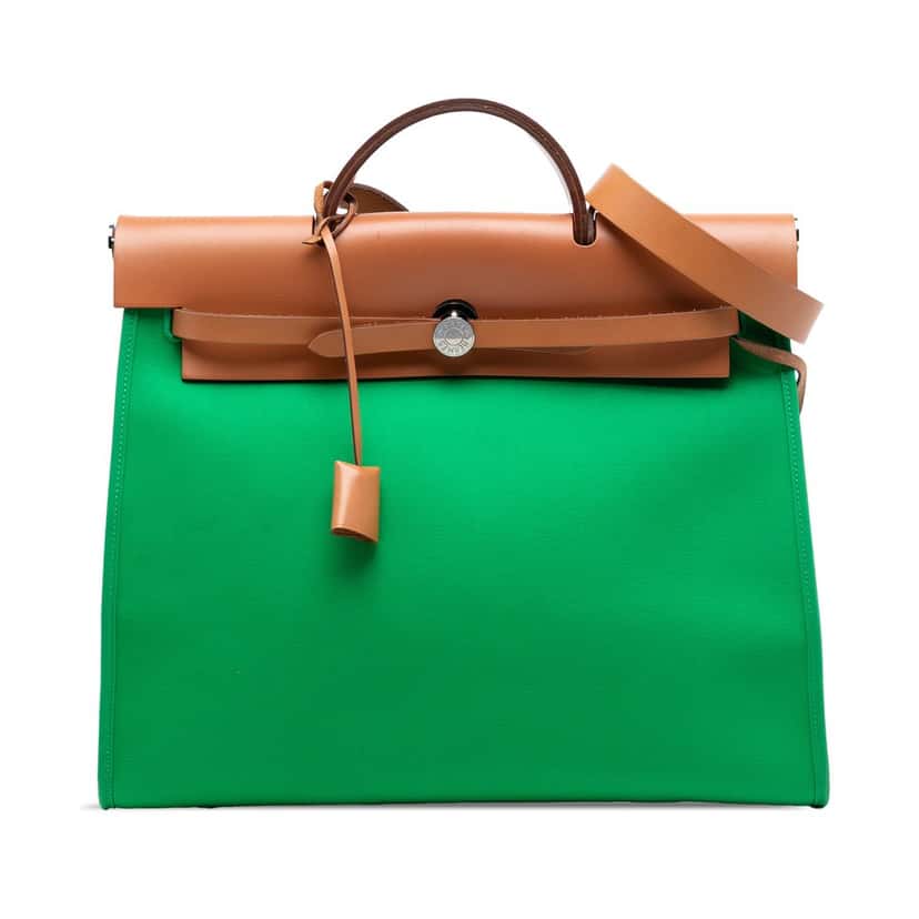 Hermès Toile Herbag Zip 31 Green Very good condition - Front View