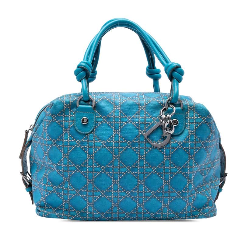 Dior Canvas Cannage Print Cherie Handbag Blue Very good condition - Front View