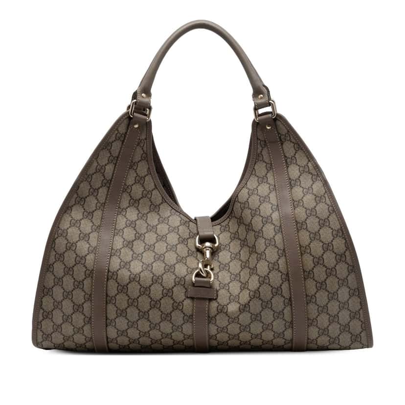 Gucci Large GG Supreme Jackie Joy Bardot Shoulder Bag Beige Very good condition - Front View