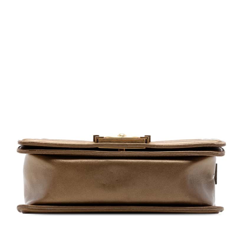 Chanel Small Quilted Metallic Lambskin Boy Flap Gold Leather Very good condition - Inside View