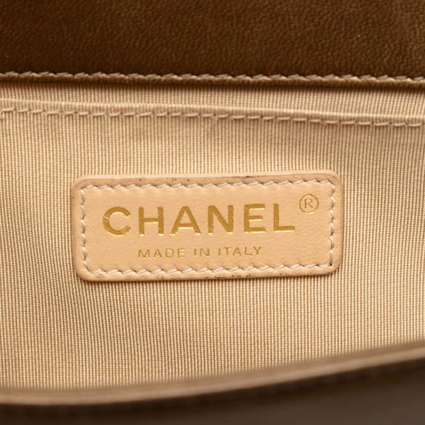 Chanel Small Quilted Metallic Lambskin Boy Flap Gold Leather Very good condition - Box View