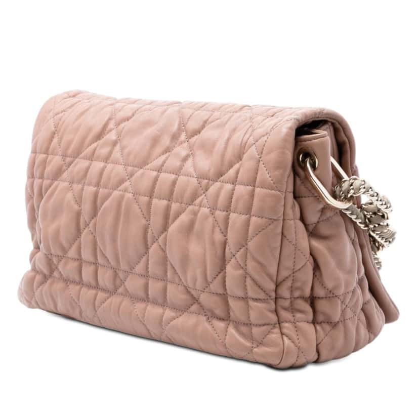 Dior Medium Lambskin Cannage Gaufre Delices Flap Brown Leather Very good condition - Back View