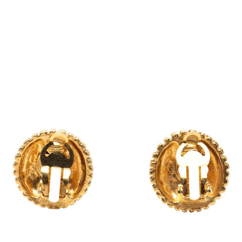Chanel CC Gold Plated Round Clip On Earrings Gold Metal Very good condition - Back View
