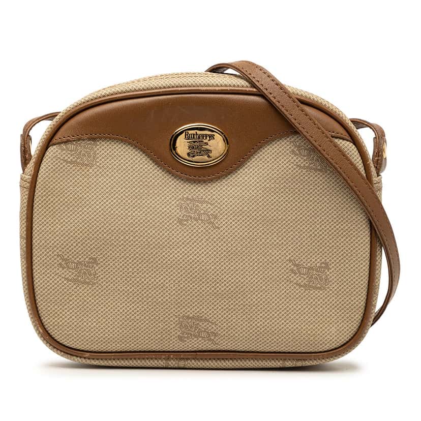 Burberry Coated Canvas Logo Crossbody Beige Very good condition - Front View