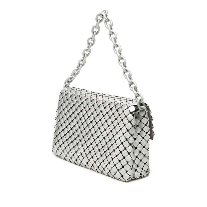 Bottega Veneta Mini Metal Intrecciato Handbag Silver Metal Very good condition - Back View